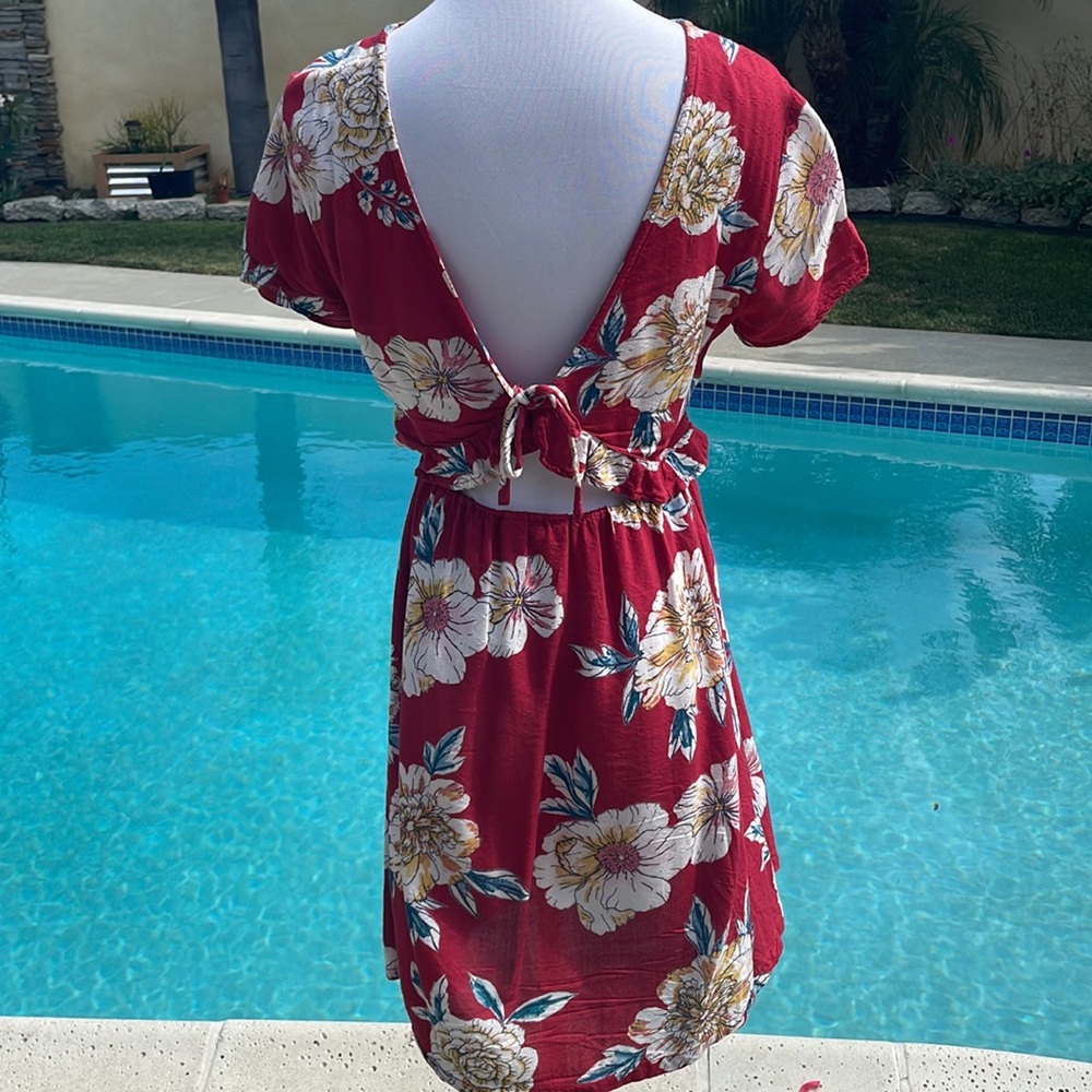 Roxy | Red Hawaiian floral Dress | Size XS